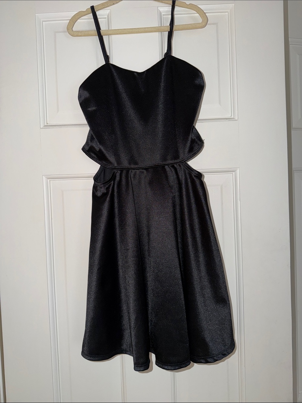 Flowers by Zoe Black Satin Spaghetti-Strap Party Dress